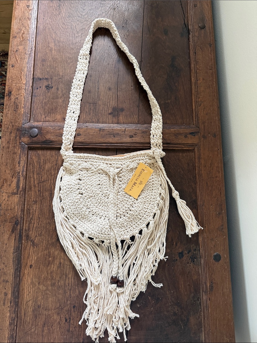 Handcrafted Macrame Cream Fringe Bag